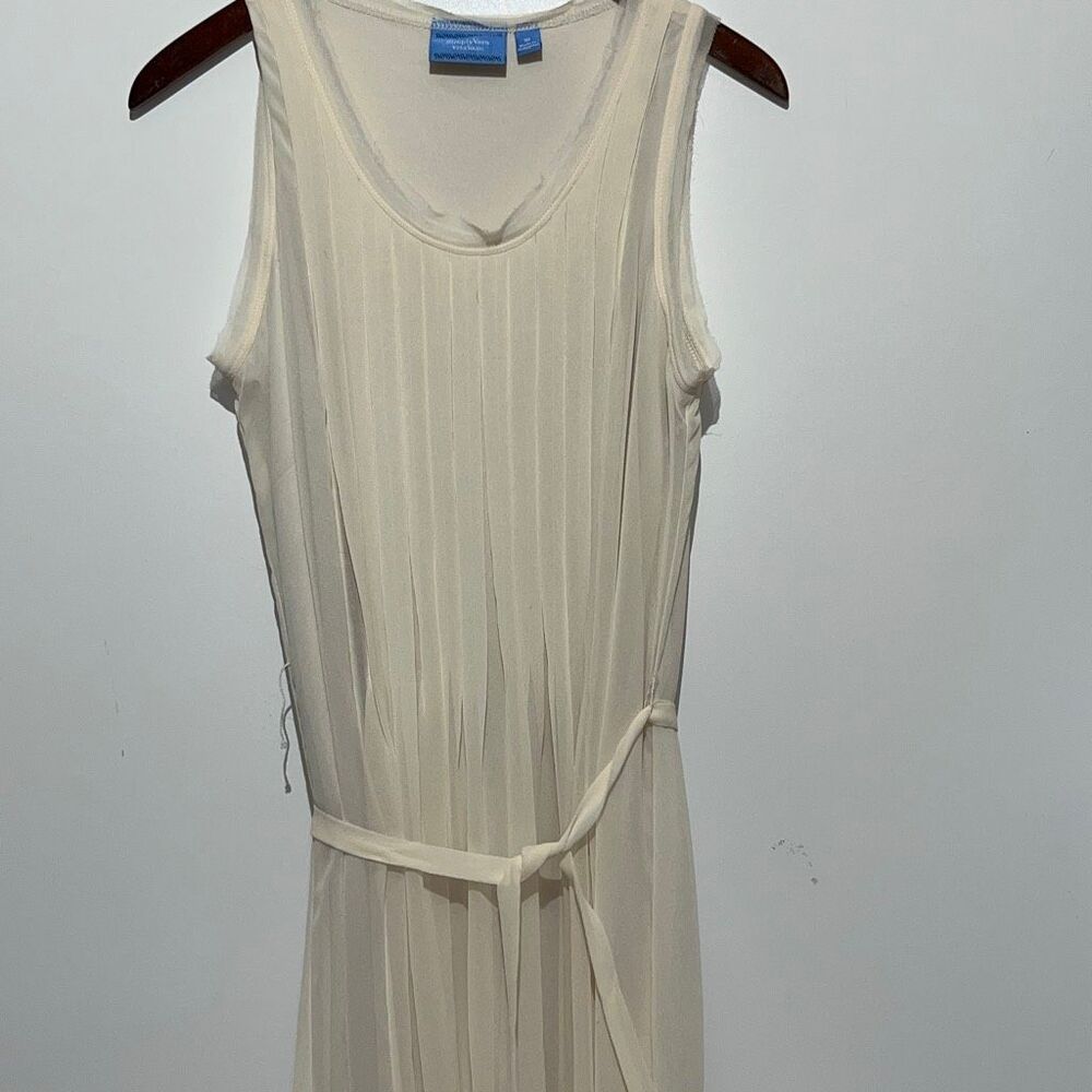 Simply Vera Vera Wang Women's Ivory Chiffon Sleeveless Pleated Midi Dress Medium